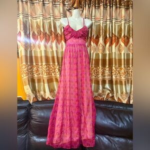 Staring at Stars xs Silk outer Maxi Dress with ruffles